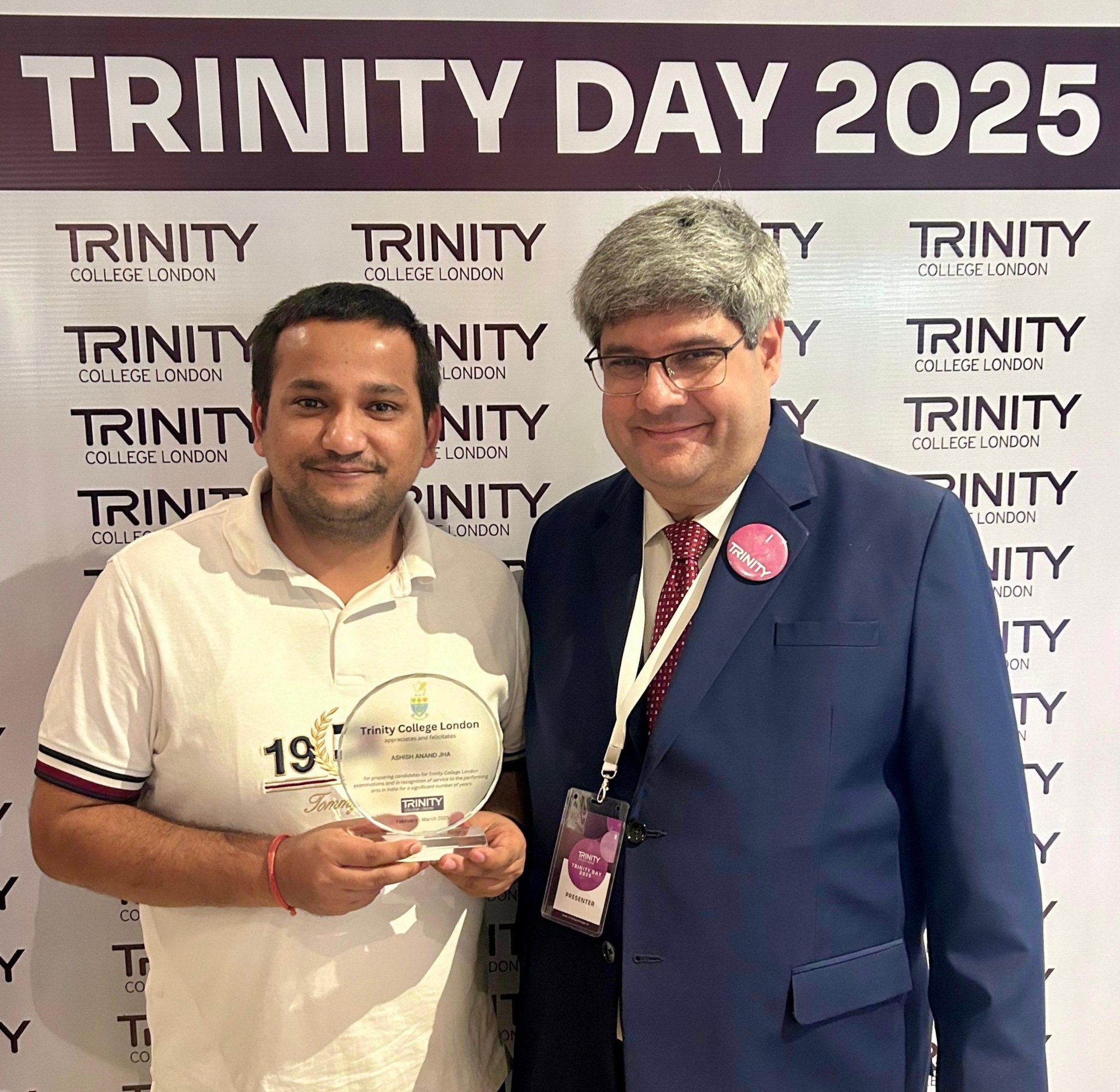 Ashish Anand Jha receiving Trinity College London Award - Trinity Day 2025